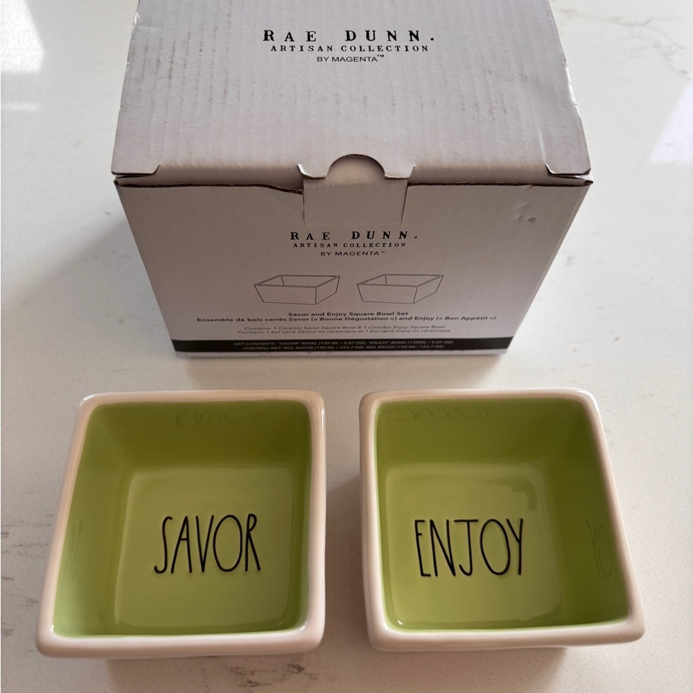 Rae Dunn Savor & Enjoy Square Bowl Set